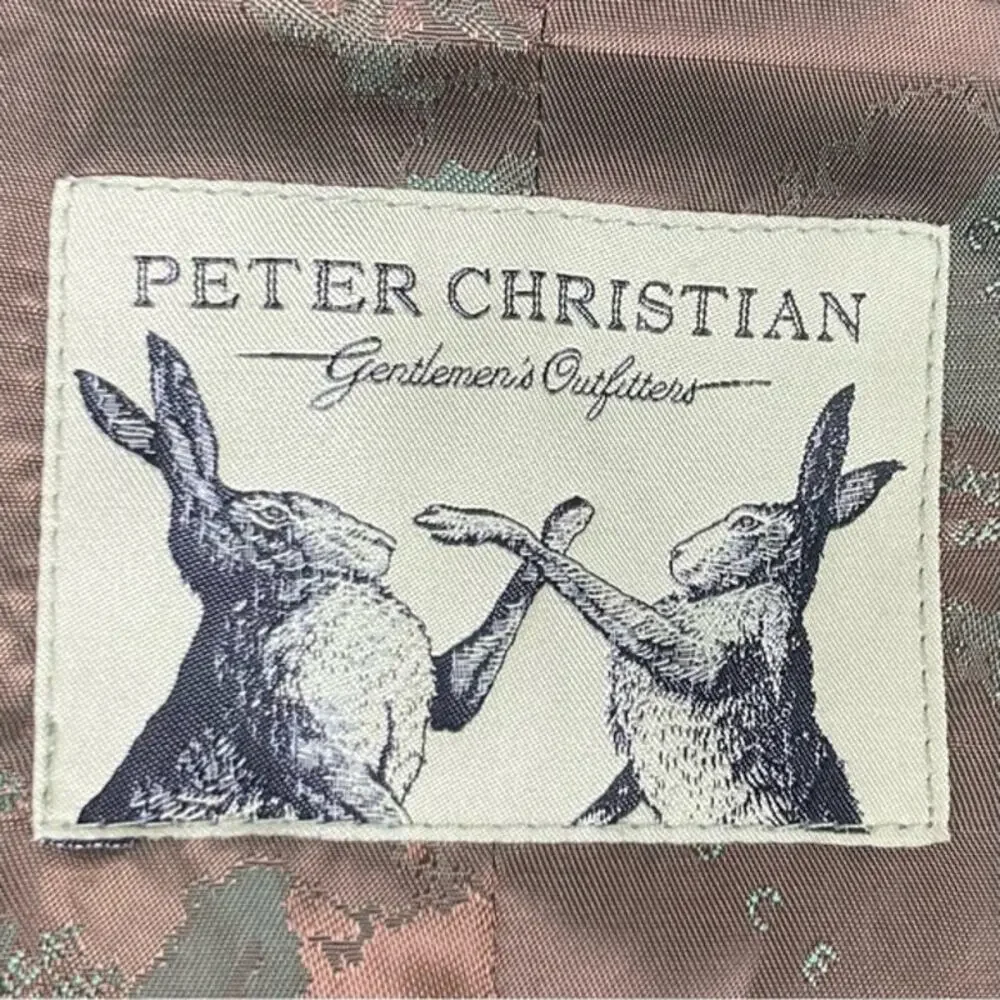 NWOT PETER CHRISTIAN Waistcoat Vest 54R Brown Wool Harris-Tweed Hand-Woven 5Bttn